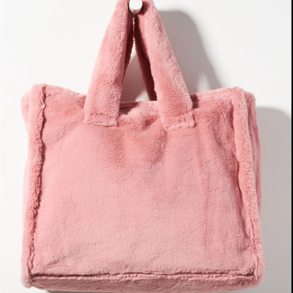 Anthropologie large faux fur tote bag